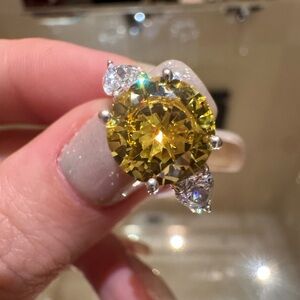 Jean Dousset Yellow CZ Canary Brilliant Cut Ring